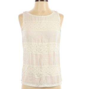 LOFT Ivory Lace Panel Shell Tank Top